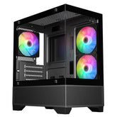 TRENDSONIC FRONTIER ERIS TG BLACK 3*12CM FAN MICRO ATX PC CASE