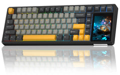 AULA L99 TRI-MODE BLACK PANEL (DARK GRAY+LIGHT GRAY+YELLOW) RAINDROP SWITCH WIRELESS GAMING KEYBOARD