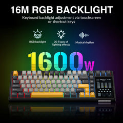 AULA L99 TRI-MODE BLACK PANEL (DARK GRAY+LIGHT GRAY+YELLOW) RAINDROP SWITCH WIRELESS GAMING KEYBOARD