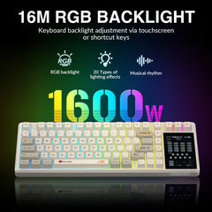 AULA L99 TRI-MODE WHITE PANEL+MILK COFFEE DYE-SUBLIMATION KEYCAPS CARAMEL LATTE SWITCH WIRELESS GAMING KEYBOARD