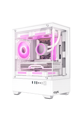 CVS 501 WHITE WITH TG SIDE AND FRONT WITH 3X DOSS GUST ARGB REMOTE FAN PC CASE