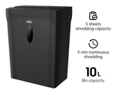DELI ET015 10L 4X33MM CROSSCUT 5SHEETS 5MIN PAPER SHREDDER
