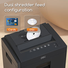 DELI ET054 23L 2x12MM MICRO CUT 8SHEETS 10MIN PAPER SHREDDER