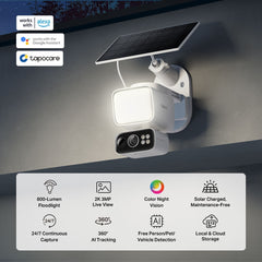 TP LINK TAPO C615F KIT 2K SOLAR POWERED FLOODLIGHT PAN/TILT SMART SECURITY CAMERA