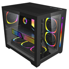 1STPLAYER STEAMPUNK SP7 W/ LED STRIP FRONT/TG-SIDE (NO FANS) BLACK ATX PC CASE