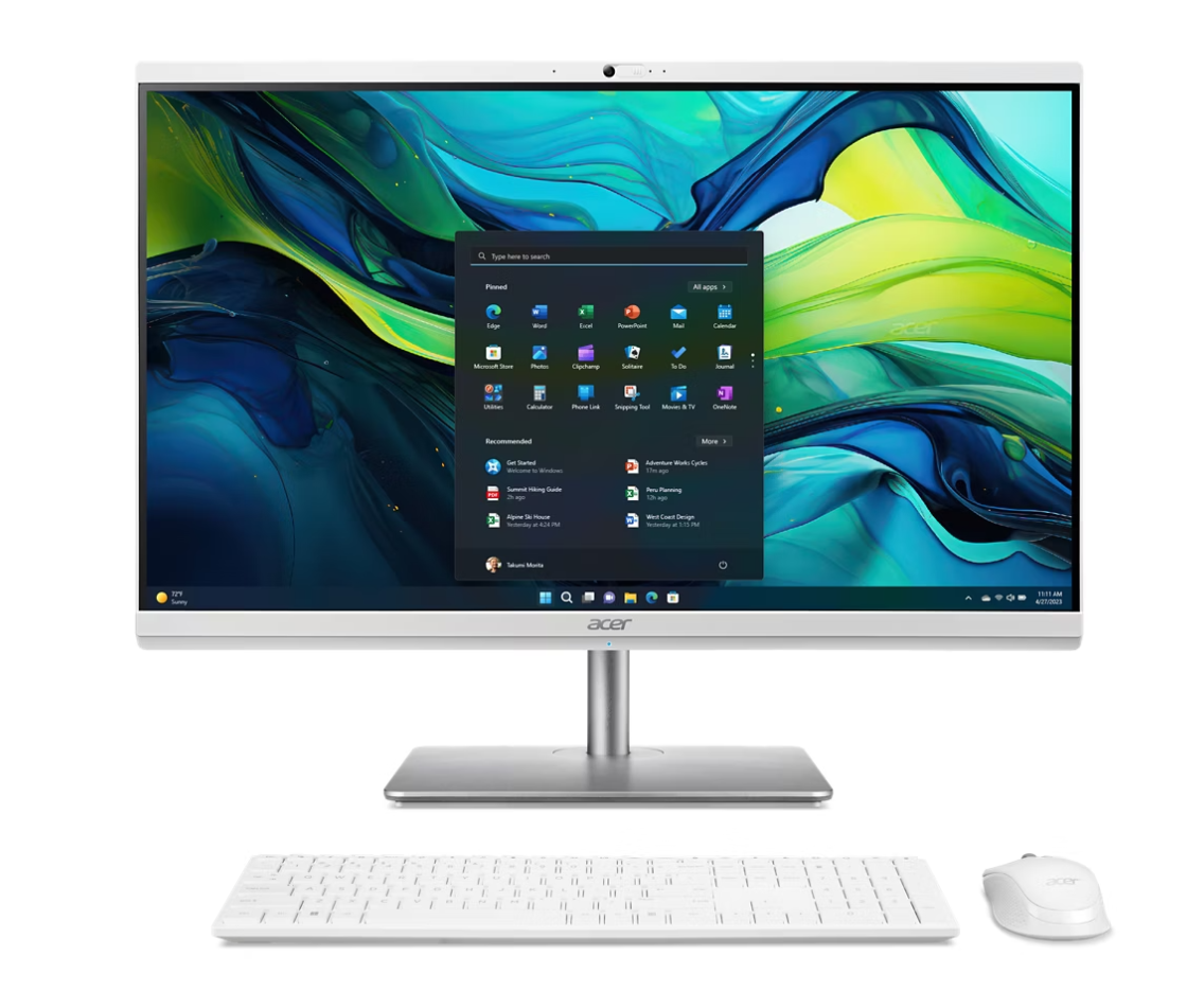 ACER ASPIRE C27-195ES AIO DESKTOP INTEL CORE ULTRA 7 155U 8GB DDR5 MEM 512GB SSD 27" DISPLAY FHD 1080P WIN11 HOME OFFICE HOME 2024