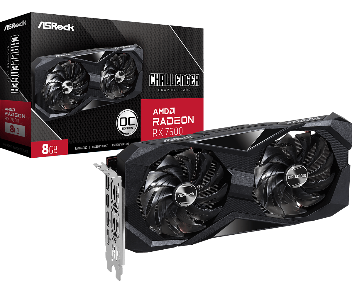 ASROCK RADEON RX 7600 8GB GDDR6 CHALLENGER OC 90-GA62ZZ-00UANF GRAPHICS CARD