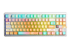 AULA F87 PRO V2 WIRELESS MECHANICAL WHITE,DYE-SUBLIMATED KEYCAPS METEOR ICE CREAM SWITCH 8+8K RGB GAMING KEYBOARD
