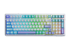 AULA F99 WIRELESS MECHANICAL WHITE+BLUE+PURPLE RGB GRAY WOOD SWITCH GAMING KEYBOARD