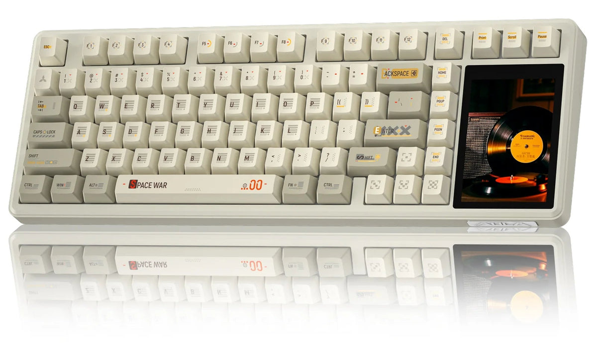 AULA L99 TRI-MODE WHITE PANEL+MILK COFFEE DYE-SUBLIMATION KEYCAPS CARAMEL LATTE SWITCH WIRELESS GAMING KEYBOARD