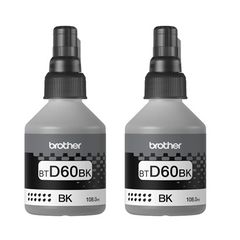 BROTHER BTD60BK 2PACK BLACK 108.0ML INK BOTTLE