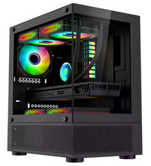 COOLMAN REYNA BLACK WITH 3 PCS RAINBOW FAN MATX PC CASE