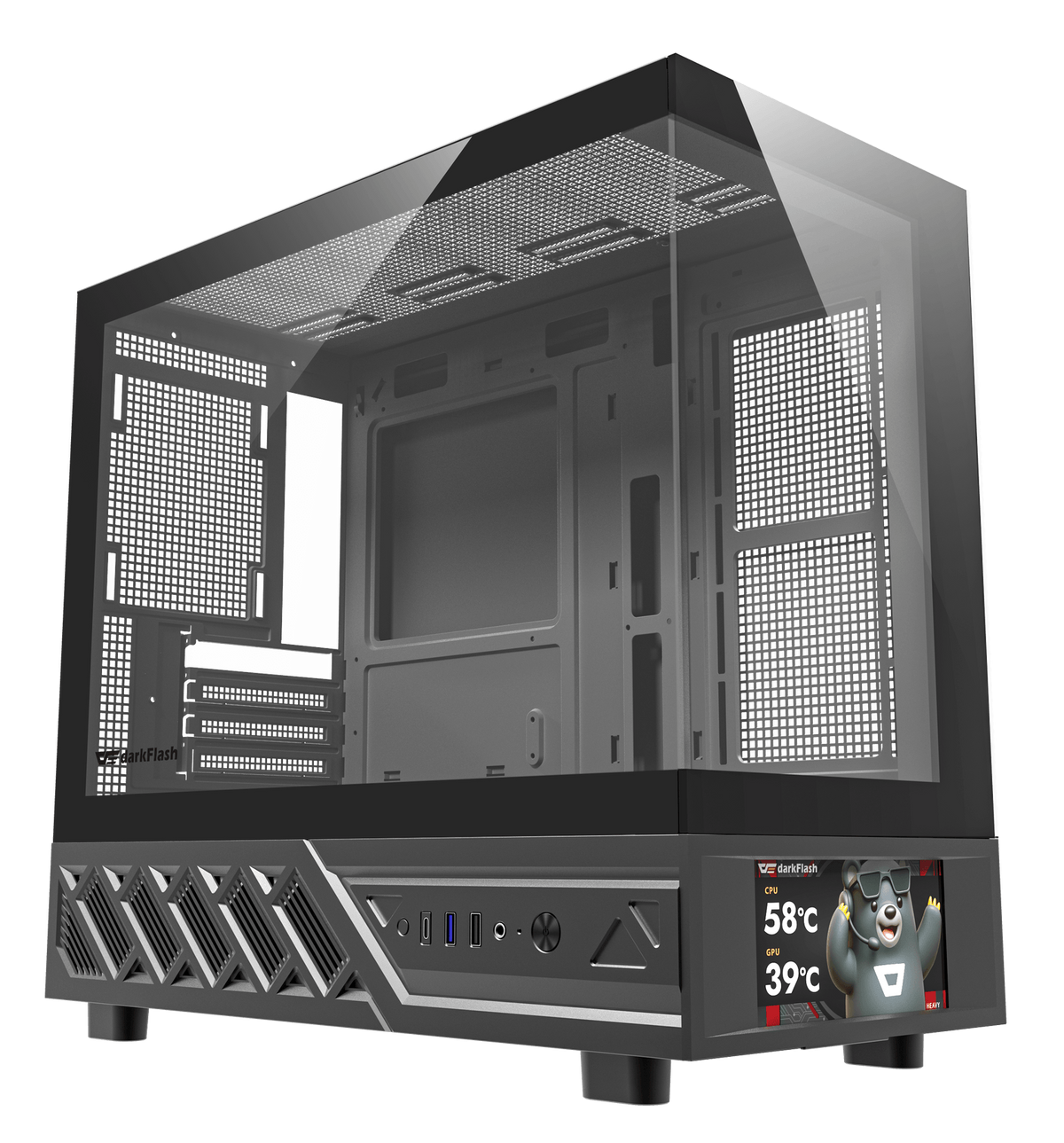 DARKFLASH DS950MV BLACK WITH 6" IPS DISPLAY MATX PC CASE