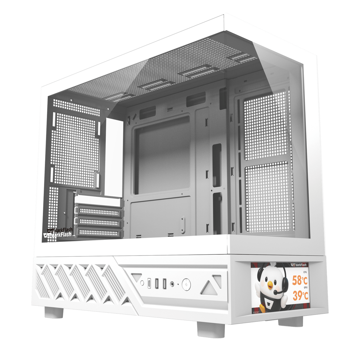 DARKFLASH DS950MV WHITE WITH 6" IPS DISPLAY MATX PC CASE
