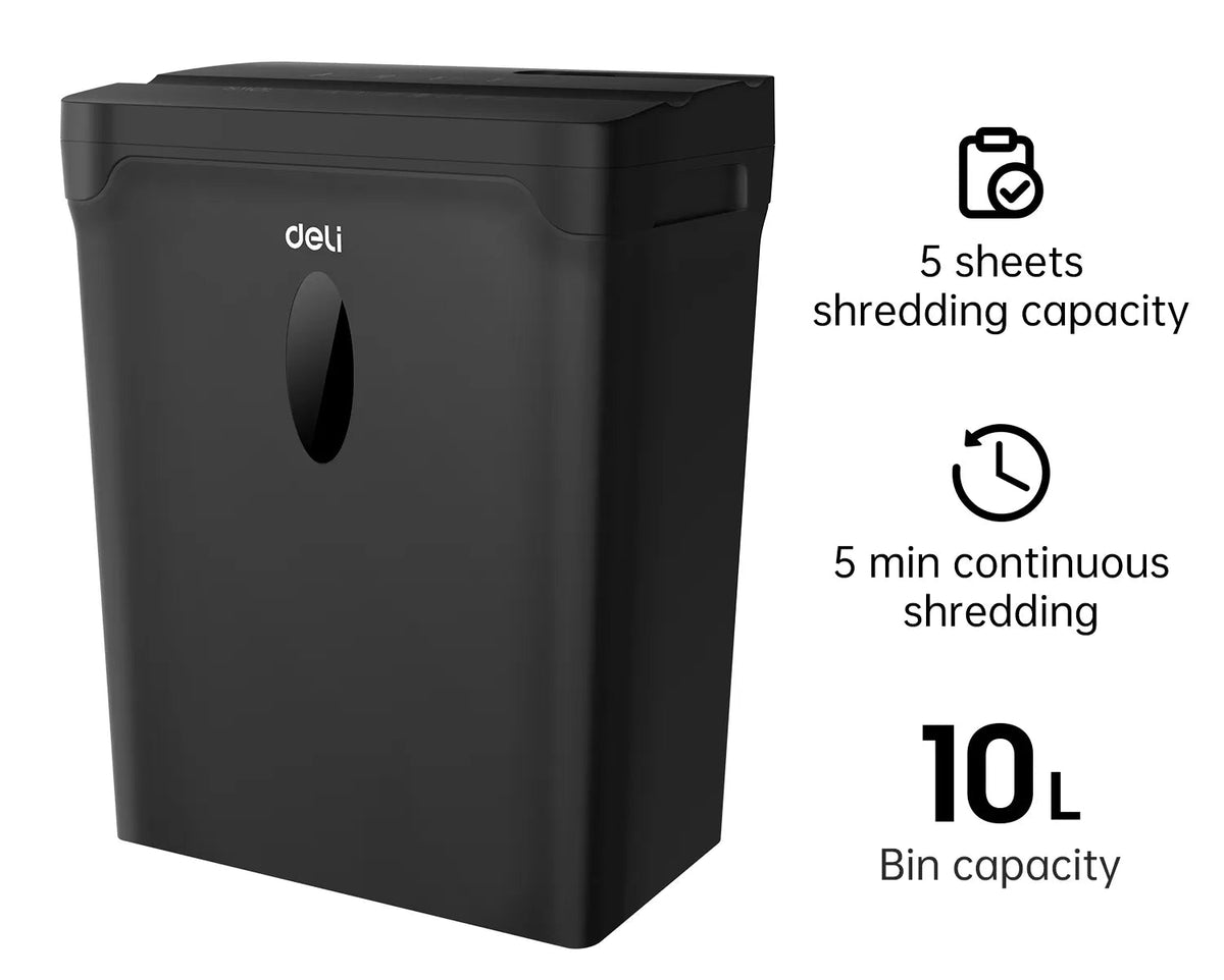 DELI ET022 4X40MM 10 SHEETS 12L 5MIN CROSS CUT PAPER SHREDDER