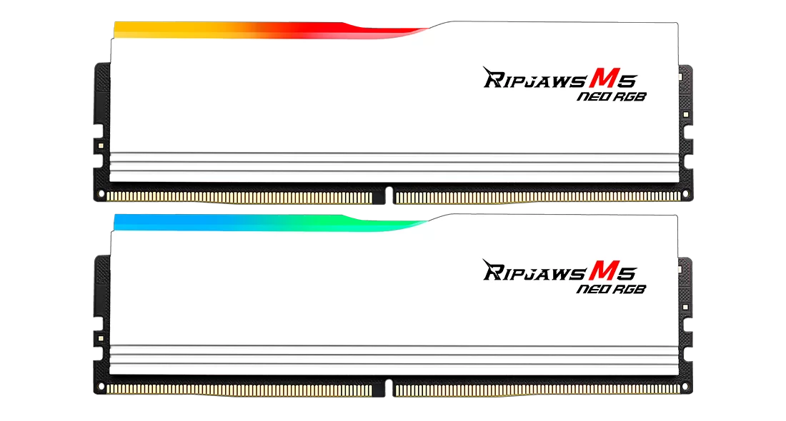 G.SKILL 64GB (2X32GB) PC6000 RIPJAWS M5 NEO RGB WHITE F5-6000J3636F32GX2-RM5NRW DDR5 DIMM MEMORY