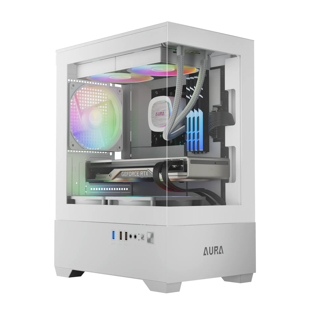 GAMDIAS AURA GC9M ARGB 3*ARGB FANS WHITE PC CASE