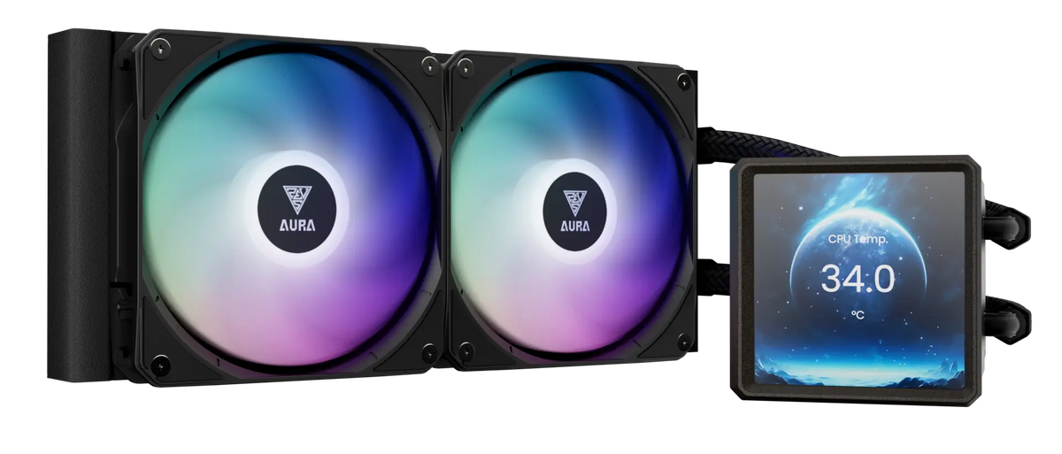 GAMDIAS AURA GL240 LCD BLACK ARGB AIO LIQUID COOLING CPU COOLER
