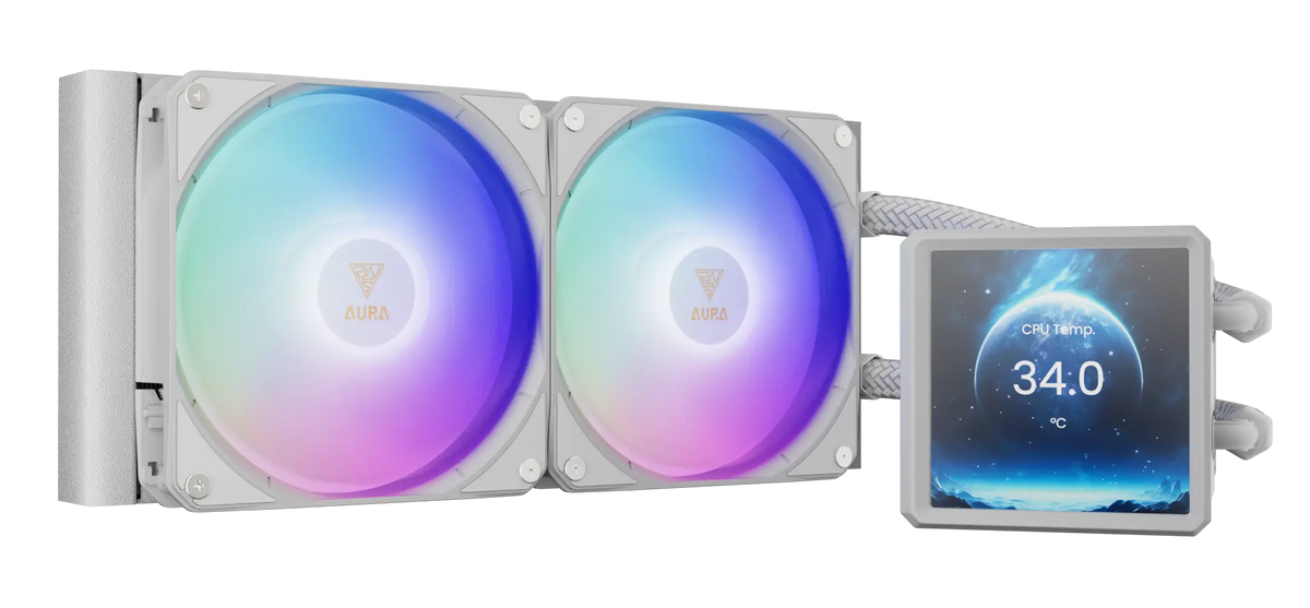 GAMDIAS AURA GL240 LCD WHITE ARGB AIO LIQUID COOLING CPU COOLER