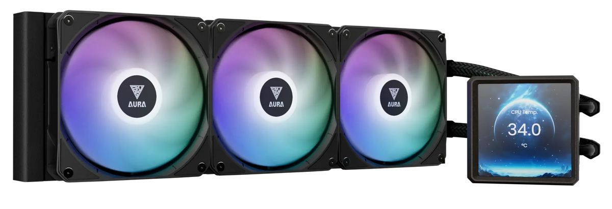GAMDIAS AURA GL360 LCD BLACK ARGB AIO LIQUID COOLING CPU COOLER