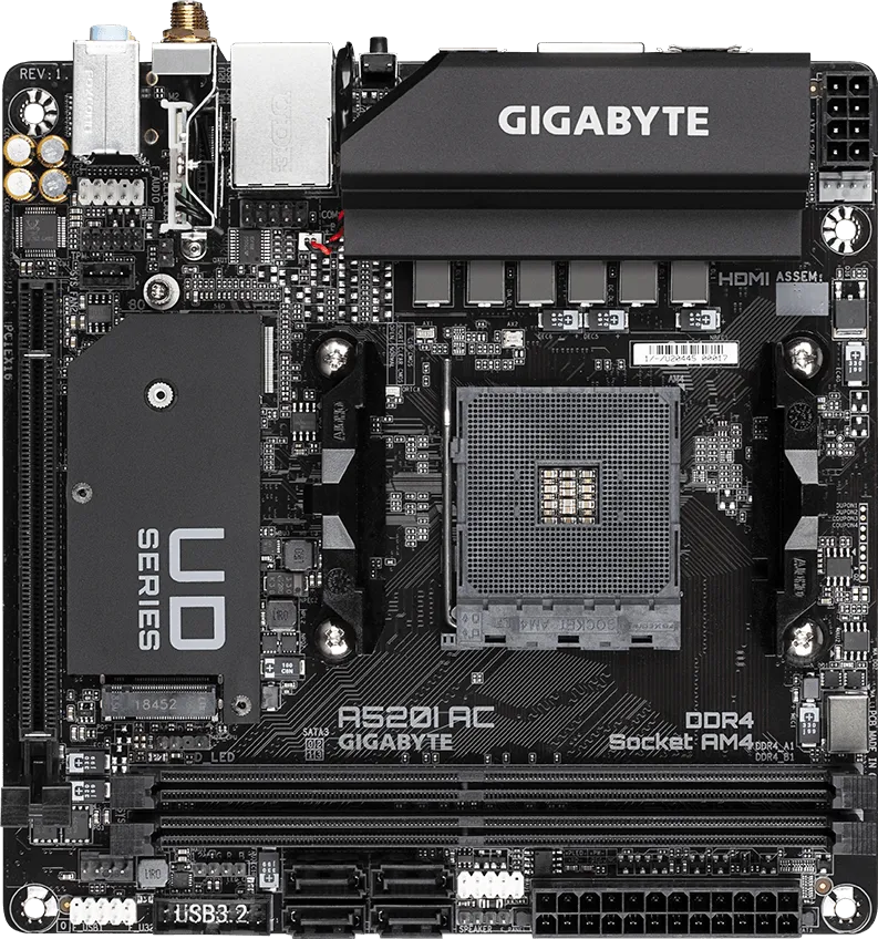 GIGABYTE A520I AC MINI ITX AM4 AMD MOTHERBOARD