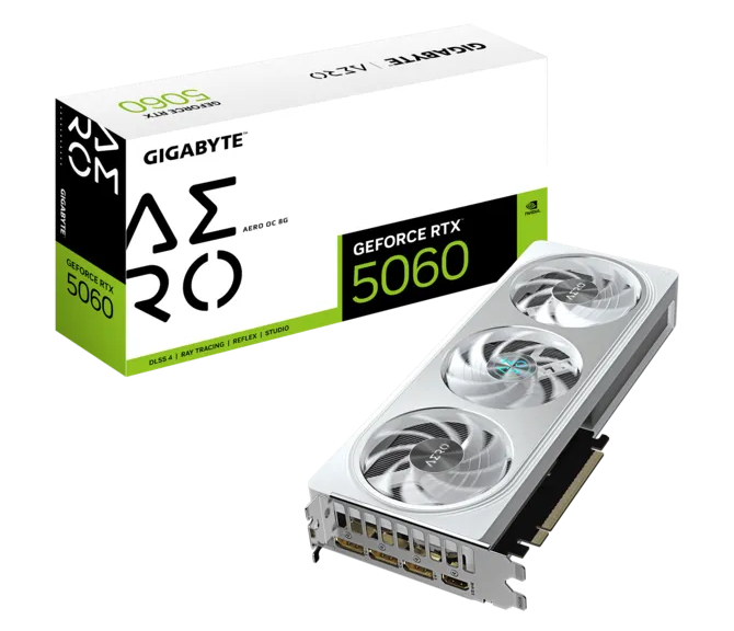 GIGABYTE GEFORCE RTX 5060 8GB GDDR7 AERO OC GV-N5060AERO OC-8GD GRAPHICS CARD