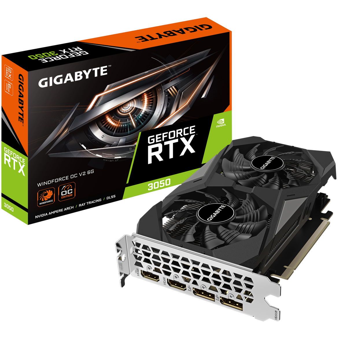 GIGABYTE GEFORCE RTX 3050 WINDFORCE OC V2 6GB GV-N3050WF2OCV2-6GD GRAPHICS CARD