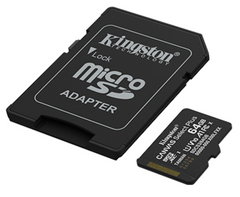 KINGSTON 64GB CANVAS SELECT PLUS SDCS3/64GB WITH ADAPTER MEMORY CARD MICRO SD