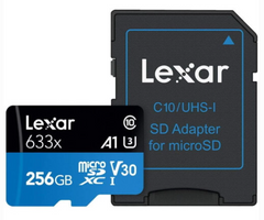 LEXAR 256GB C10 V30 WITH ADAPTER LSDMI256BB633A MEMORY CARD MICRO SD