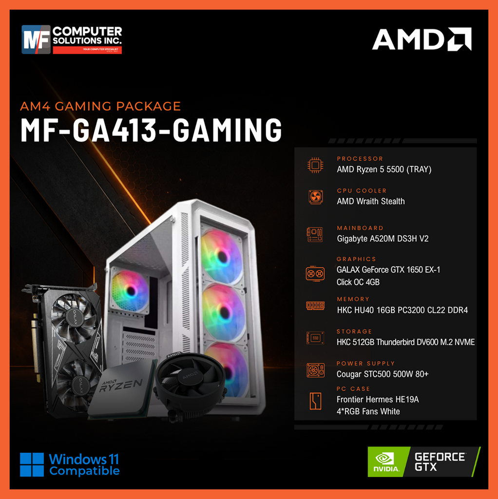 MF-GA413-GAMING (CPU ONLY) AMD RYZEN 5 5500 / GTX 1650 4GB / A520M