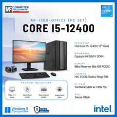 MF-I300-OFFICE (PC SET) INTEL CORE I5-12400 / H610M / 8GB DDR4 / 512GB SSD / CASING WITH 700W PSU / 21.5" MONITOR / USB MOUSE & KEYBOARD / SPEAKER / 500VA AVR