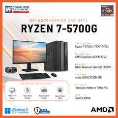 MF-R500-OFFICE (PC SET) AMD RYZEN 7 5700G / A520M / 8GB DDR4 / 512GB SSD / CASING WITH 700W PSU / 21.5" MONITOR / USB MOUSE & KEYBOARD / SPEAKER / 500VA AVR