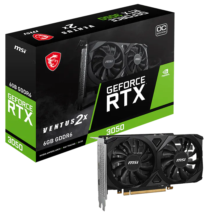 MSI GEFORCE RTX 3050 6GB GDDR6 VENTUS 2X E 6G OC GRAPHICS CARD