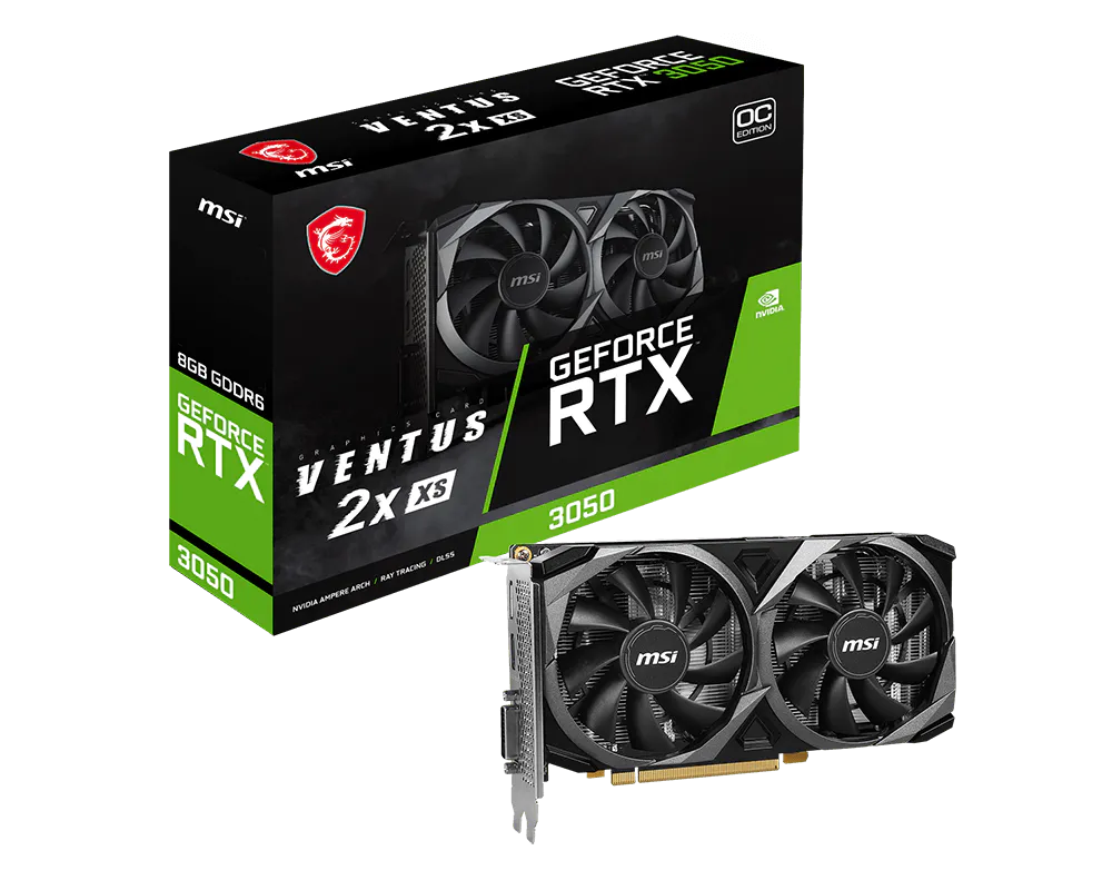 MSI GEFORCE RTX 3050 8GB GDDR6 VENTUS 2X XS OC GRAPHICS CARD