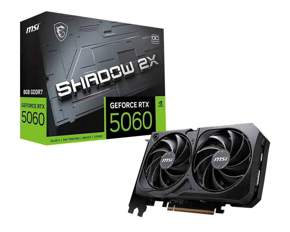 MSI GEFORCE RTX 5060 8GB GDDR7 SHADOW 2X OC GRAPHICS CARD