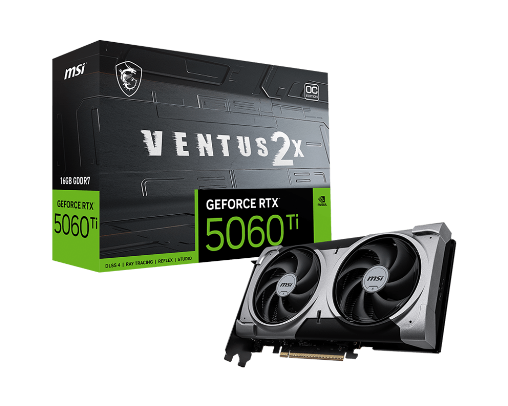 MSI GEFORCE RTX 5060TI 16GB GDDR7 VENTUS 2X OC PLUS GRAPHICS CARD