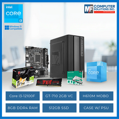 OFFICE CPU ONLY INTEL CORE I3-12100F / GT 710 2GB / H610M / 8GB DDR4 / 512GB SSD / CASING WITH 700W PSU