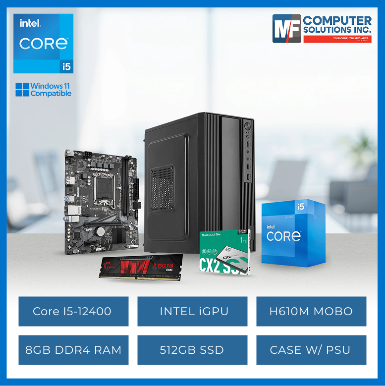 OFFICE CPU ONLY INTEL CORE I5-12400 / H610M / 8GB DDR4 / 512GB SSD / CASING WITH 700W PSU