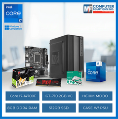 OFFICE CPU ONLY INTEL CORE I7-14700F / GT 710 2GB / H610M / 8GB DDR4 / 512GB SSD / CASING WITH 700W PSU
