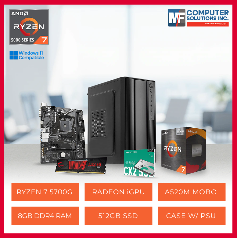 OFFICE CPU ONLY AMD RYZEN 7 5700G / A520M / 8GB DDR4 / 512GB SSD / CASING WITH 700W PSU