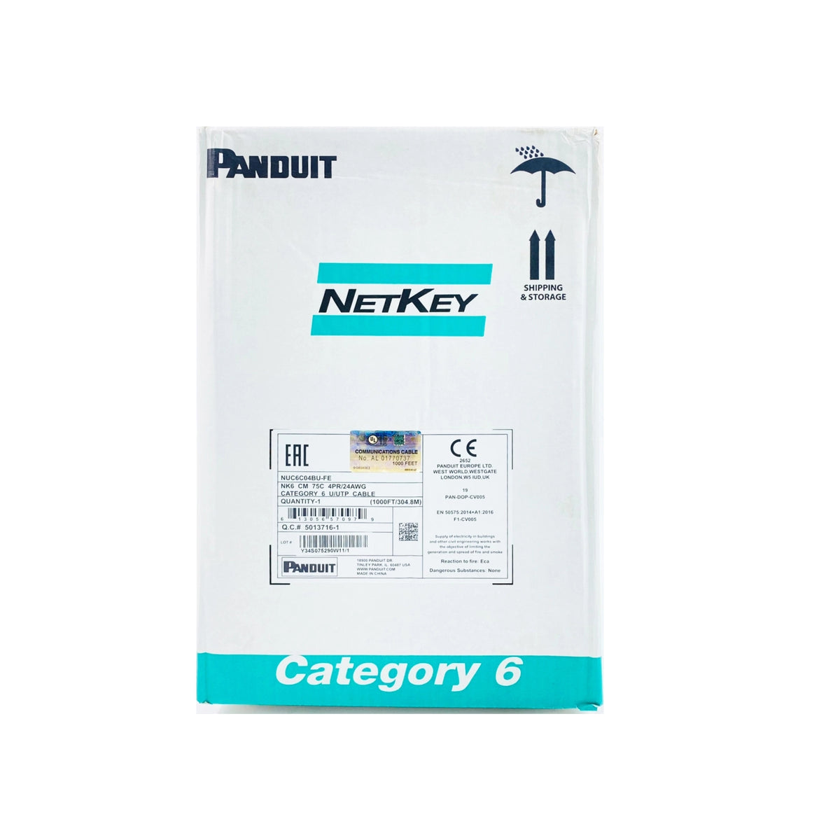 PANDUIT NETKEY 24AWG NUC6C04BU-FE BLUE 305M CAT6 UTP CABLE