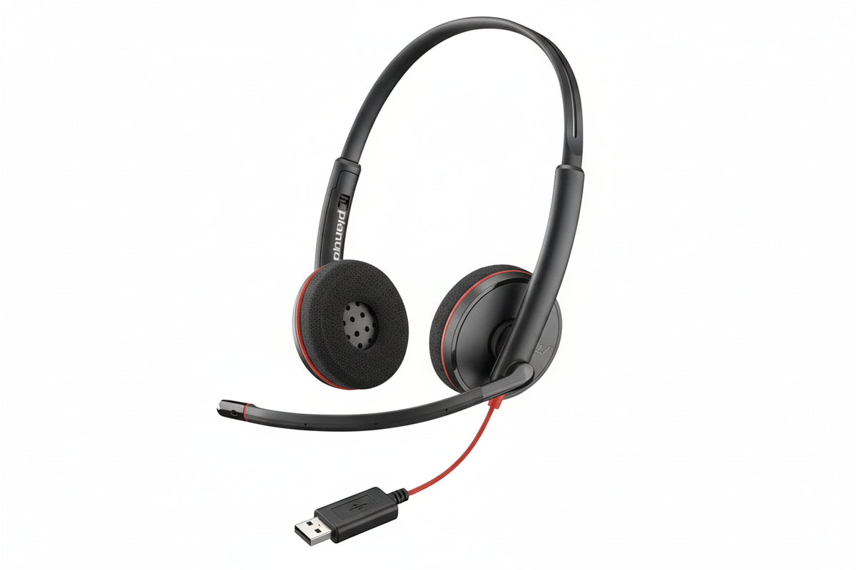 PLANTRONICS POLY BLACKWIRE C3220 USB-C WITH CONVERTABLE USB-A BLACK RED HEADSET
