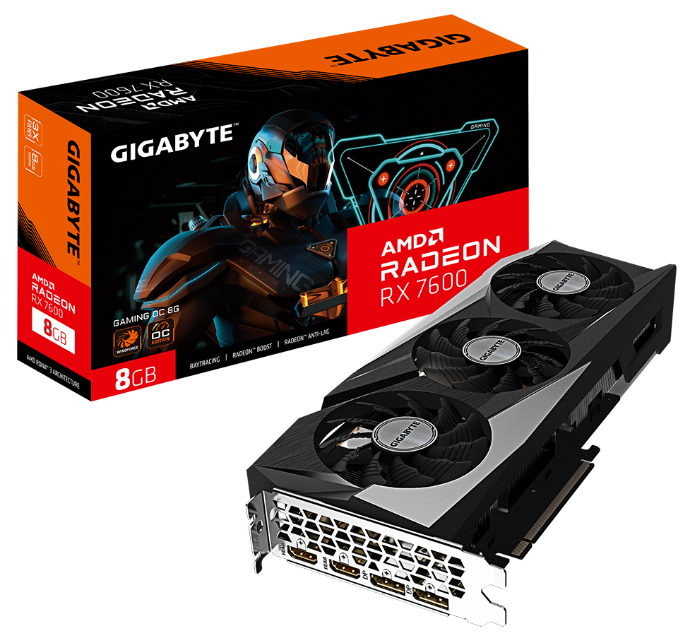 GIGABYTE RADEON RX 7600 8GB GDDR6 3XFANS GV-R76GAMING OC-8GB GRAPHICS CARD