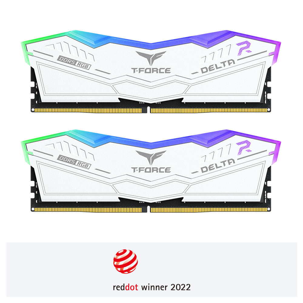 TEAMGROUP 32GB (2X16GB) PC6400 T-FORCE DELTA RGB WHITE FF4D532G6400HC32ADC01 DDR5 DIMM MEMORY
