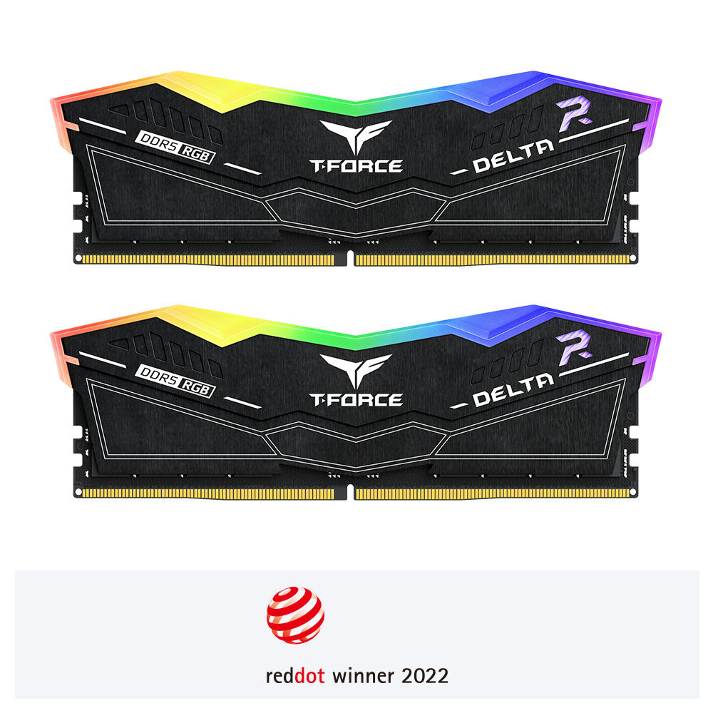 TEAMGROUP 64GB (2X32GB) PC6000 T-FORCE DELTA RGB BLACK FF3D564G6000HC38JDC01 DDR5 DIMM MEMORY