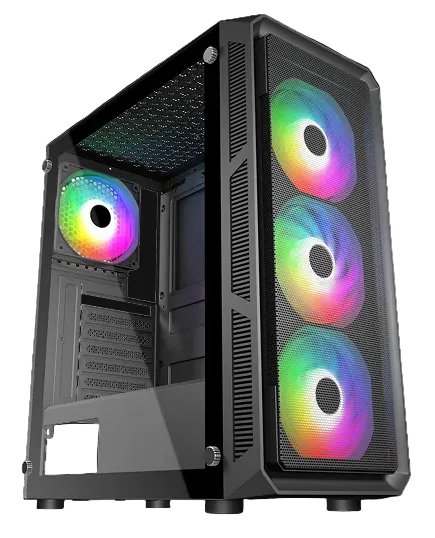 TRENDSONIC FRONTIER HERMES HE19A 4*RGB FANS BLACK PC CASE